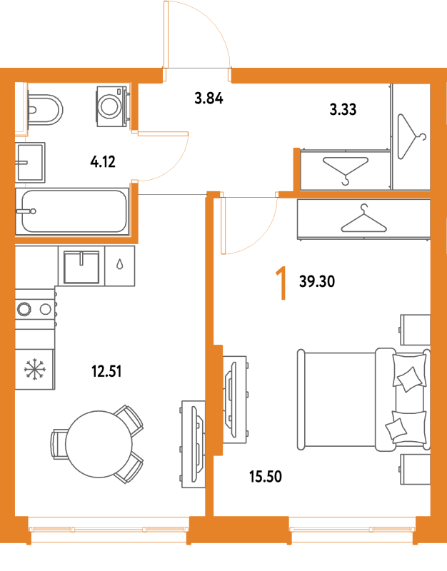 1 ккв 39,3 м²