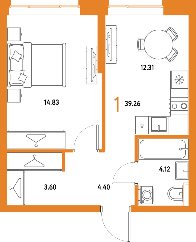 1 ккв 39,3 м²