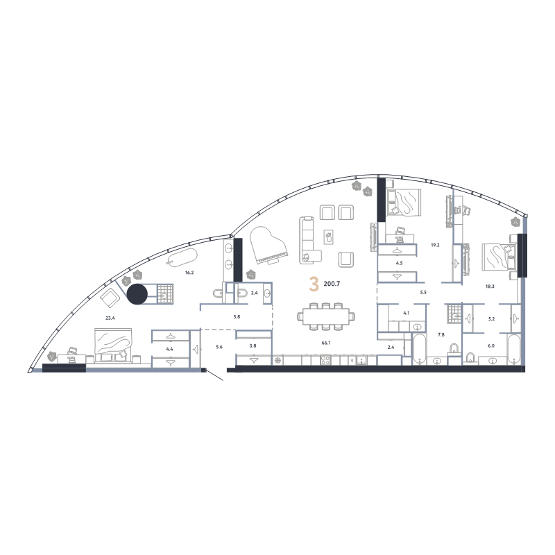 4 ккв (Евро) 200,7 м²