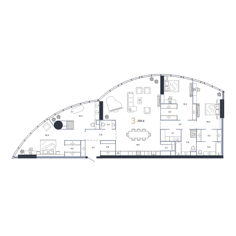 4 ккв (Евро) 200,6 м²