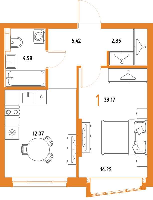 1 ккв 39,2 м²