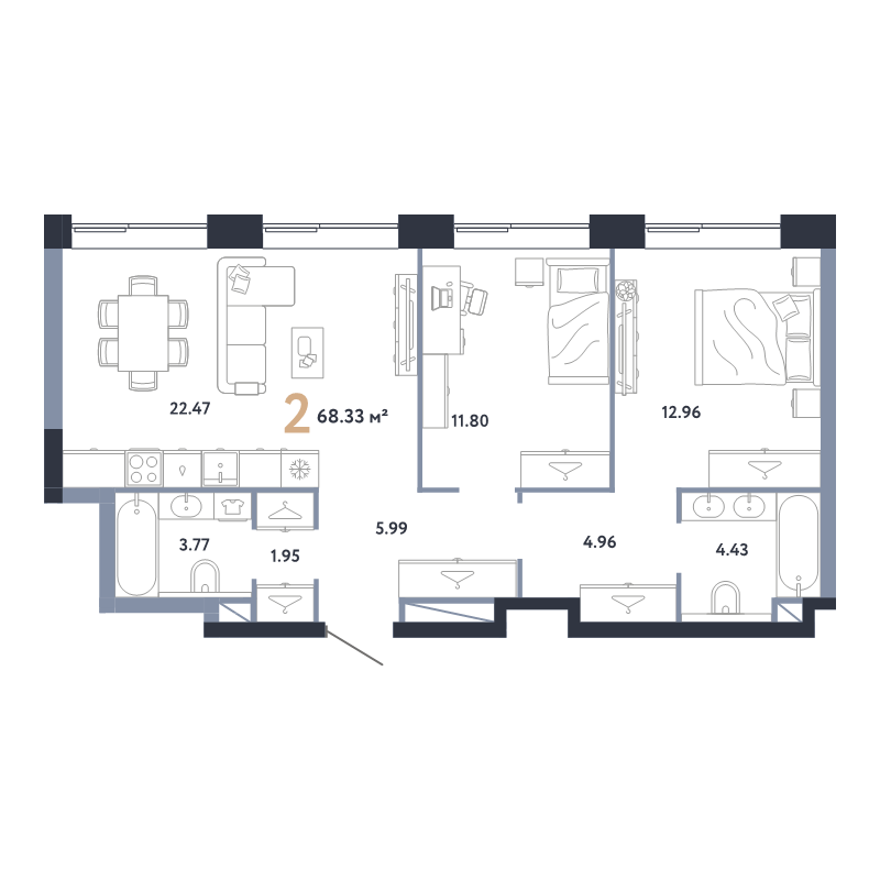 3 ккв (Евро) 68,3 м²