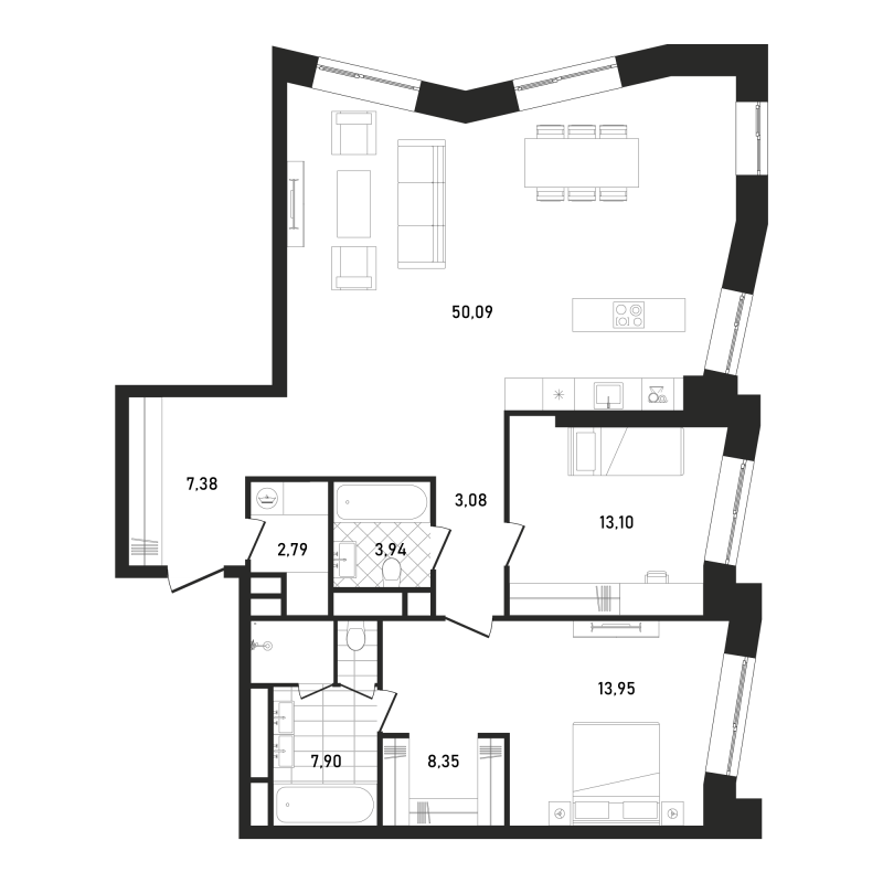 3 ккв (Евро) 110,6 м²
