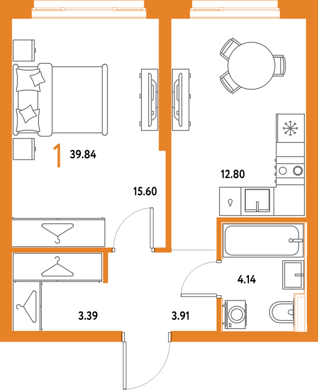 1 ккв 39,8 м²
