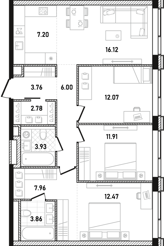 4 ккв (Евро) 88,1 м²