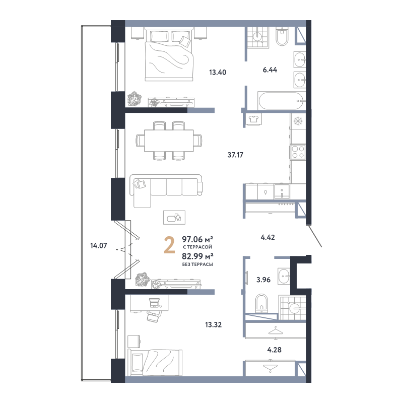3 ккв (Евро) 97,1 м²