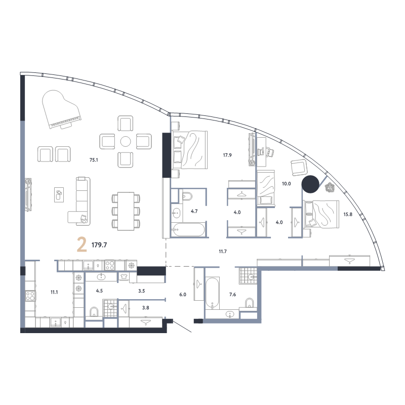 4 ккв (Евро) 179,7 м²
