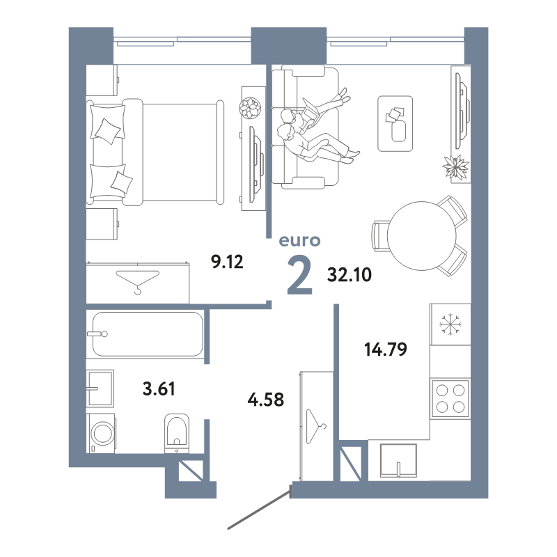 1 ккв 32,1 м²