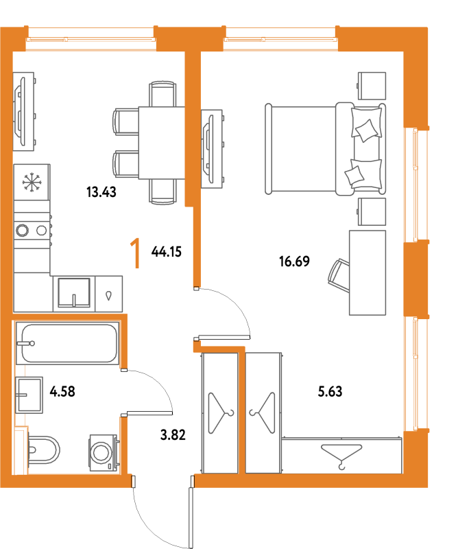 1 ккв 44,2 м²