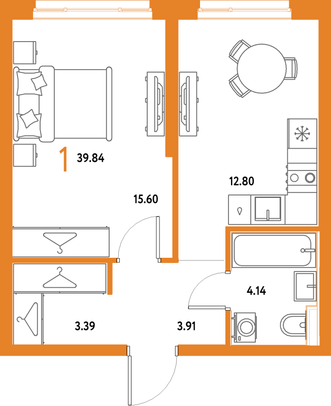 1 ккв 39,8 м²
