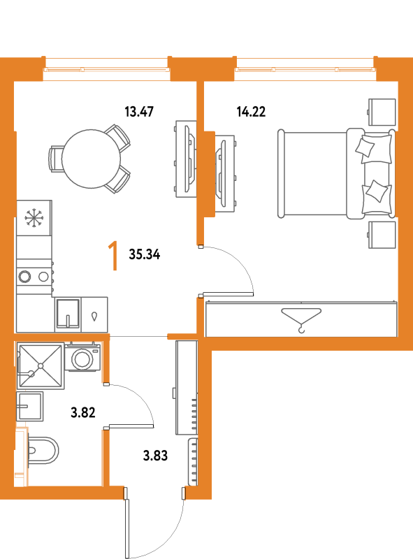 1 ккв 35,3 м²