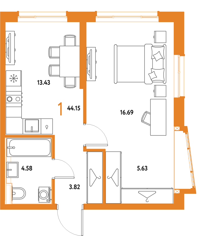 1 ккв 44,2 м²
