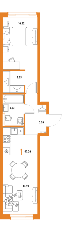 2 ккв (Евро) 47,3 м²