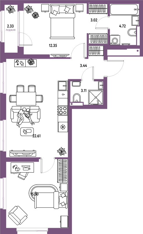 3 ккв (Евро) 67,1 м²