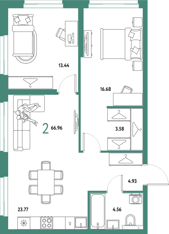 3 ккв (Евро) 67 м²
