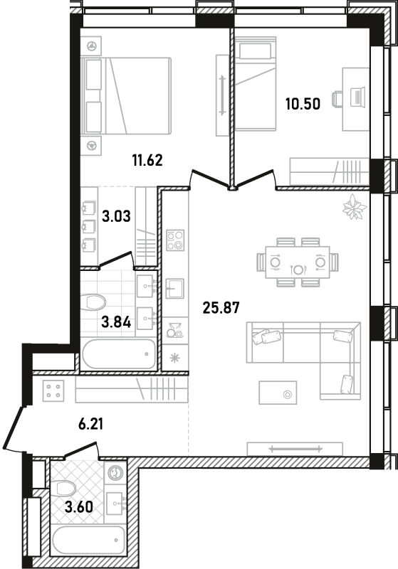 3 ккв (Евро) 64,7 м²
