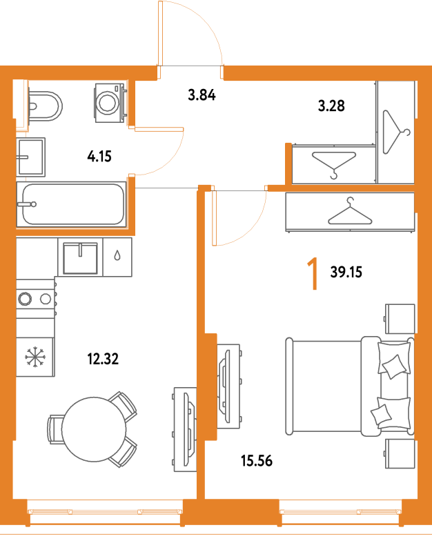 1 ккв 39,2 м²