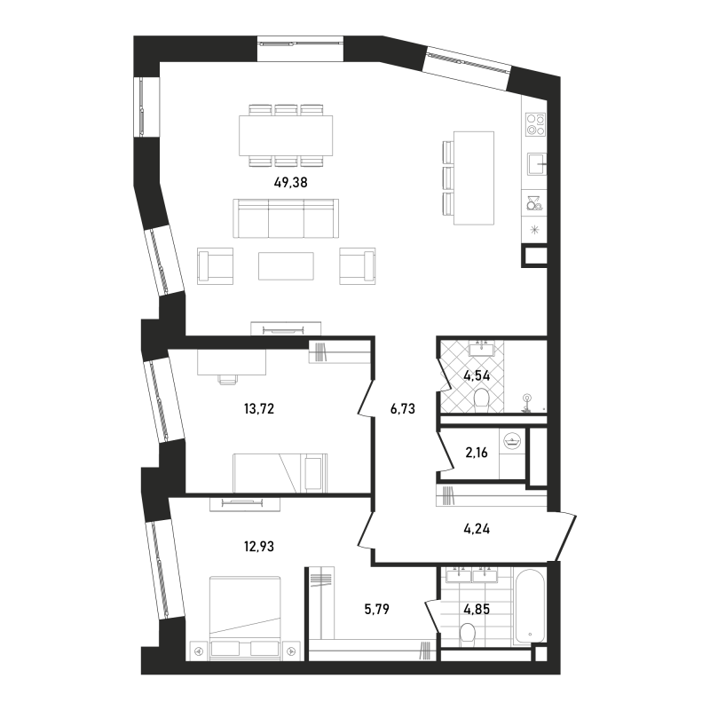 3 ккв (Евро) 104,3 м²