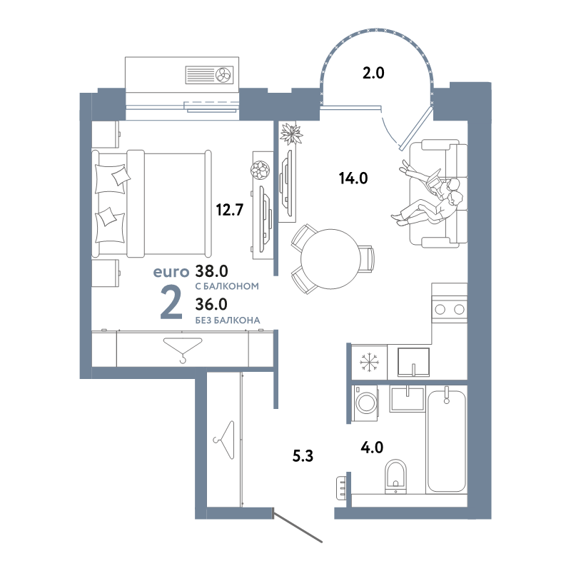 1 ккв 38 м²