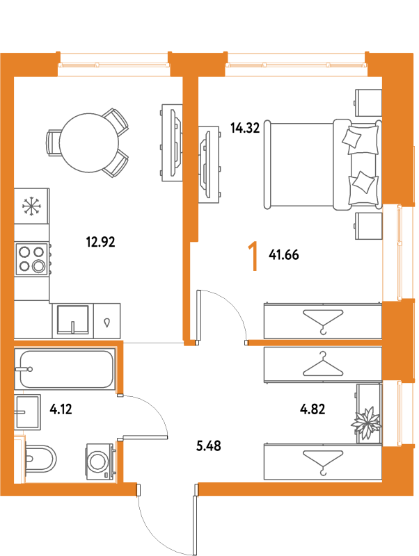 1 ккв 41,7 м²