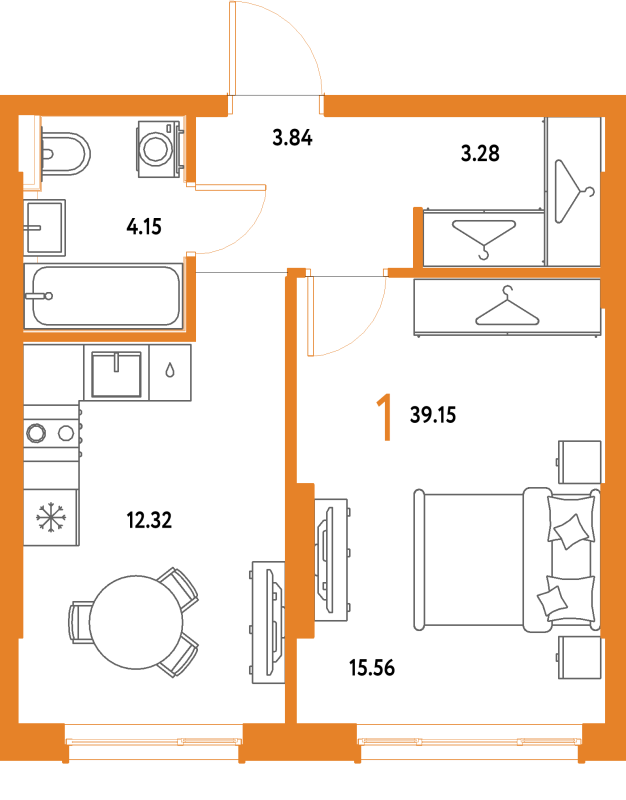 1 ккв 39,2 м²
