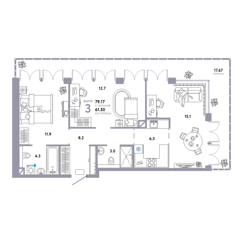 3 ккв (Евро) 79,2 м²