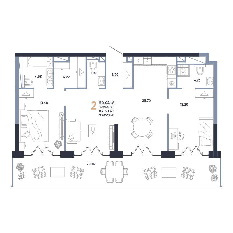 3 ккв (Евро) 110,6 м²