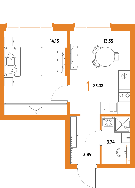 1 ккв 35,3 м²