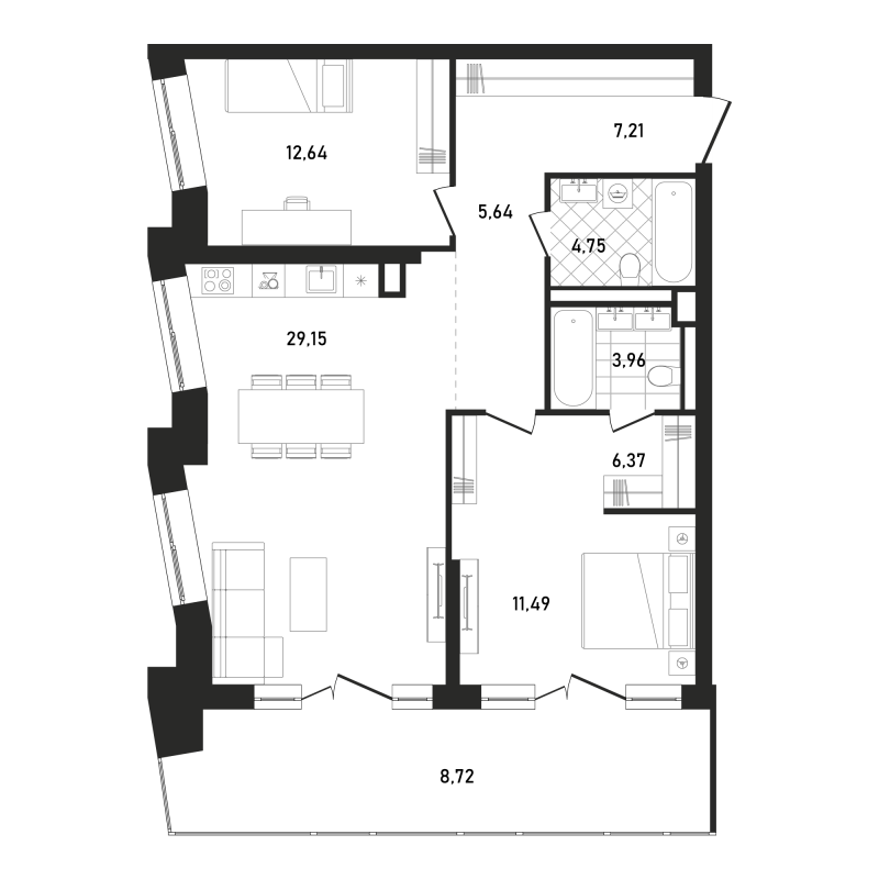 3 ккв (Евро) 98,7 м²