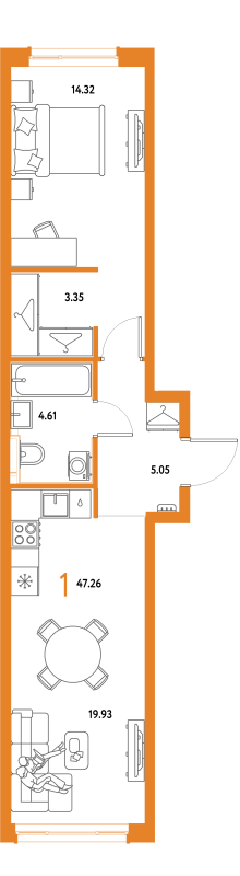 2 ккв (Евро) 47,3 м²