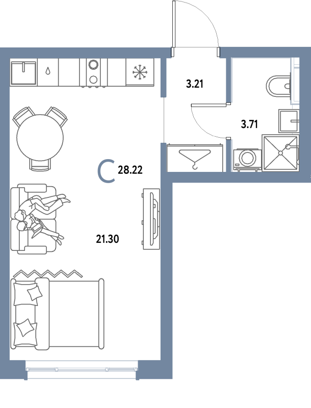Студия 28,2 м²