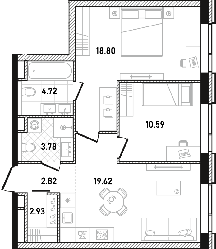3 ккв (Евро) 63,3 м²