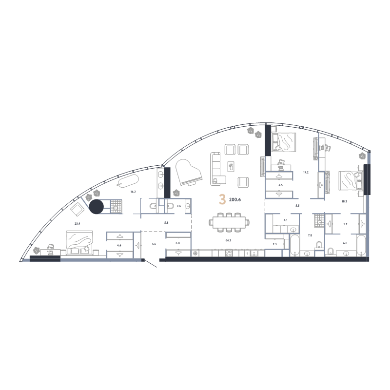 4 ккв (Евро) 200,6 м²