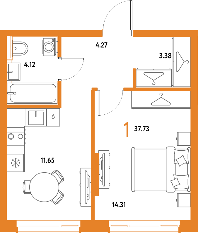 1 ккв 37,7 м²