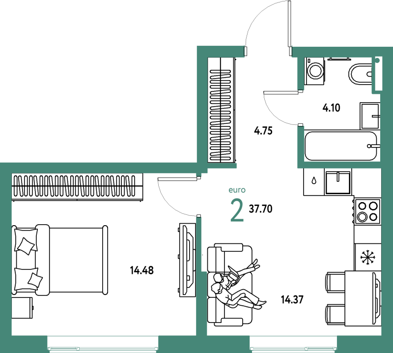 1 ккв 37,7 м²