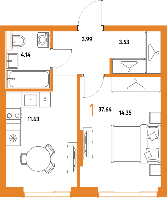 1 ккв 37,6 м²