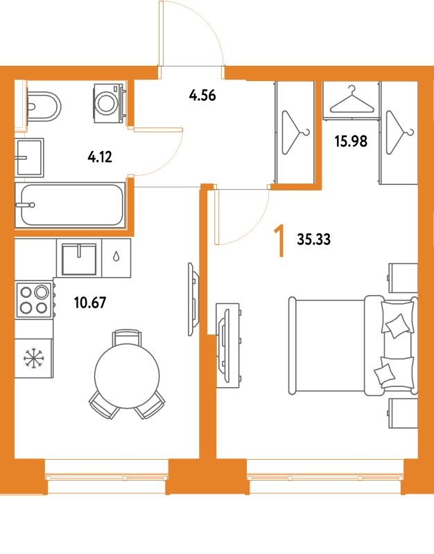 1 ккв 35,3 м²