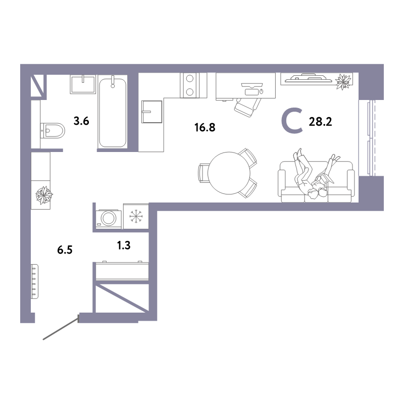 Студия 28,2 м²