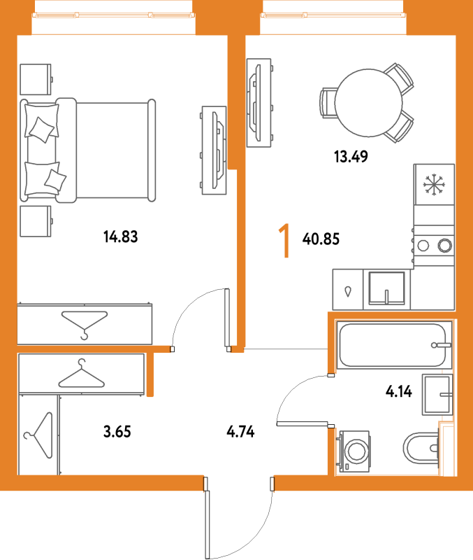 1 ккв 40,9 м²