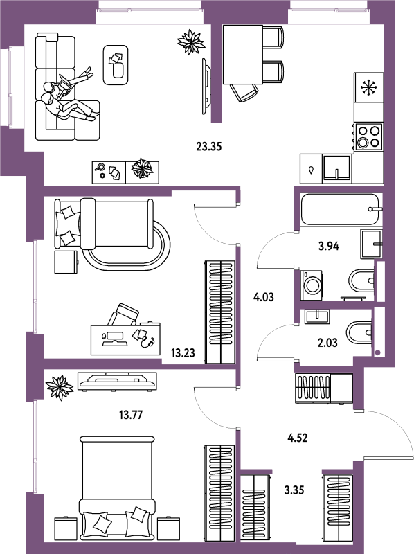 3 ккв (Евро) 68,2 м²