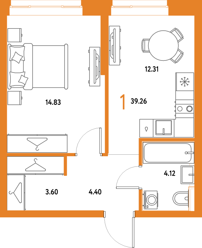 1 ккв 39,3 м²