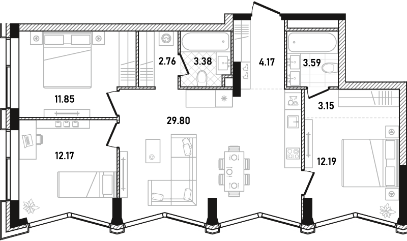 4 ккв (Евро) 83,1 м²