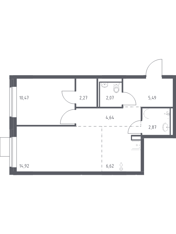 2 ккв (Евро) 49,4 м²