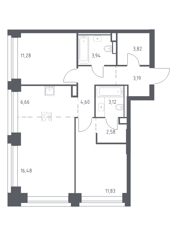 3 ккв (Евро) 67,5 м²