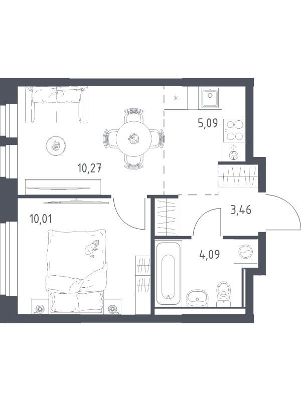 2 ккв (Евро) 32,9 м²
