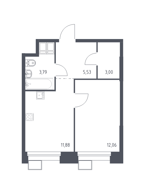 1 ккв 36,5 м²