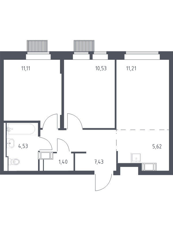 3 ккв (Евро) 51,8 м²