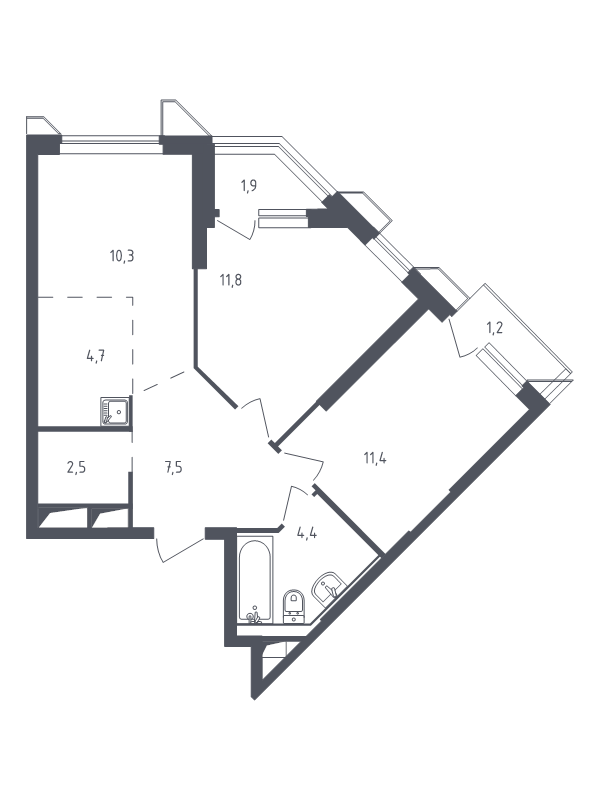 3 ккв (Евро) 55,7 м²
