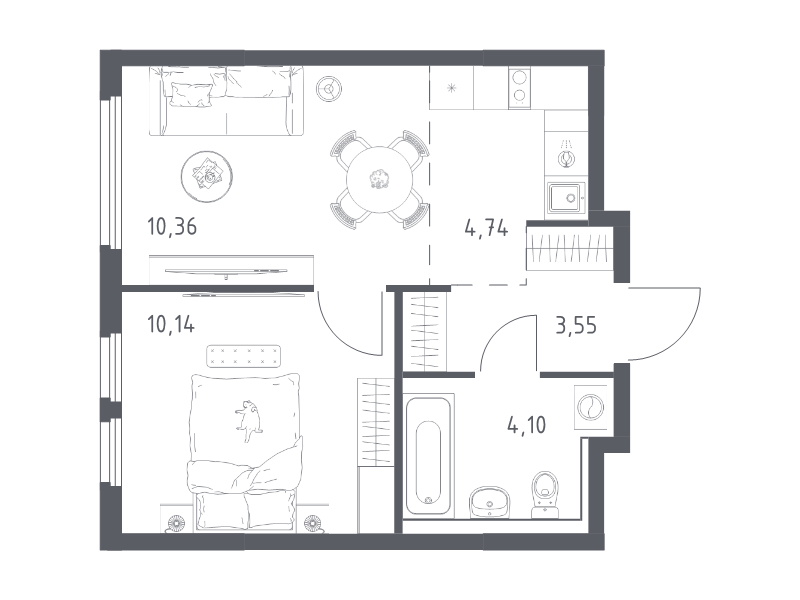 2 ккв (Евро) 32,9 м²