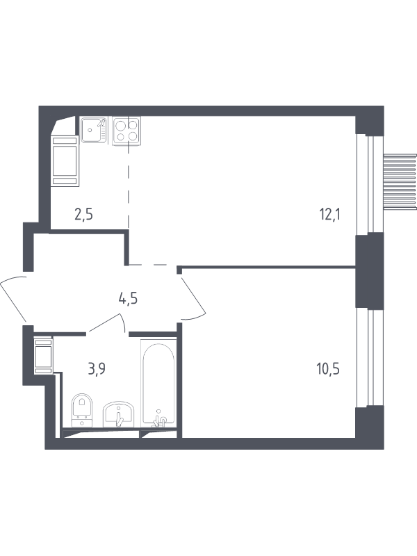 1 ккв 32,9 м²